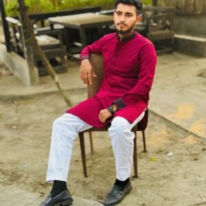 মেরুন কন্ট্রাস্ট পাঞ্জাবি